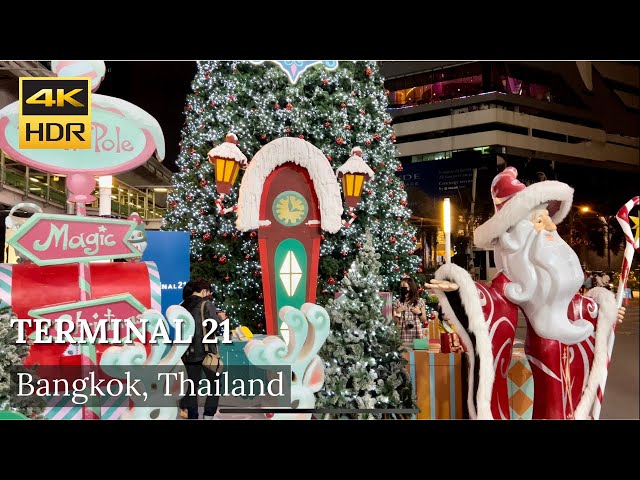 4K HDR| Night Walk around Terminal21 Sukhumvit | Christmas Illumination 2021| Bangkok | Thailand