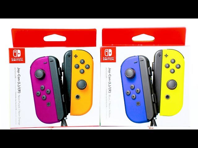 UNBOXING! NEW Nintendo Switch Joy-Cons! Neon Purple with Neon Orange and Dark Blue with Neon Yellow!