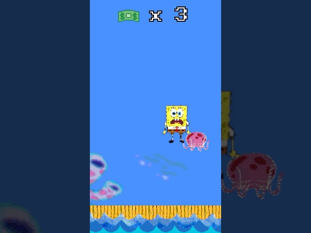 spongebob speed runs to save gary in a video game! 👾 #shorts