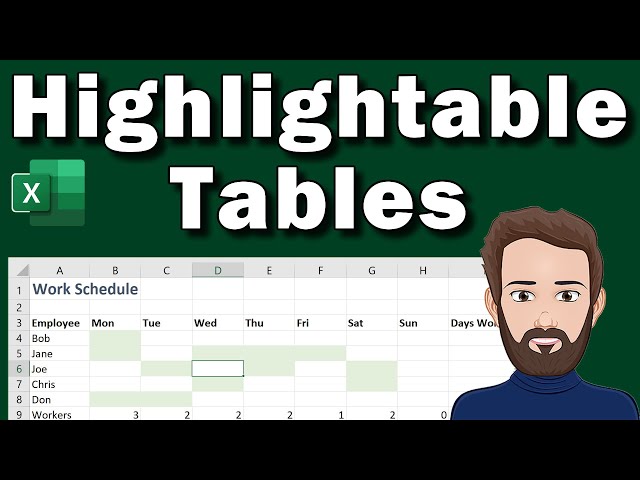 Highlightable Tables in Excel (EASY)