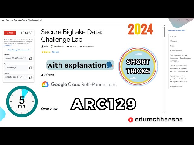 Secure BigLake Data Challenge Lab #ARC129 || Level 1 Arcade May [With Explanation🗣️] #shorttrick