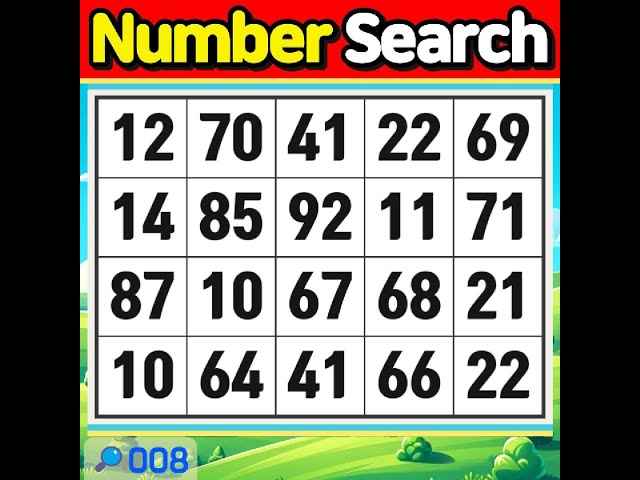 NumberSearch. Can you find them all? 【Memory | Concentration | Brain training】 #008