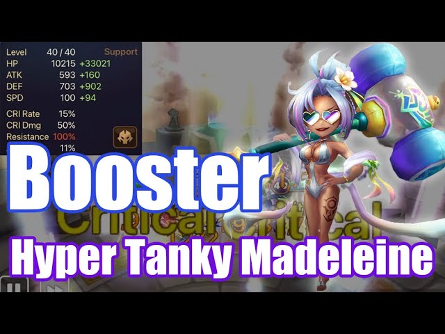 She is a new turn2 booster, hyper tanky res100% Madeleine debut😉😉😉【Summoners War RTA】