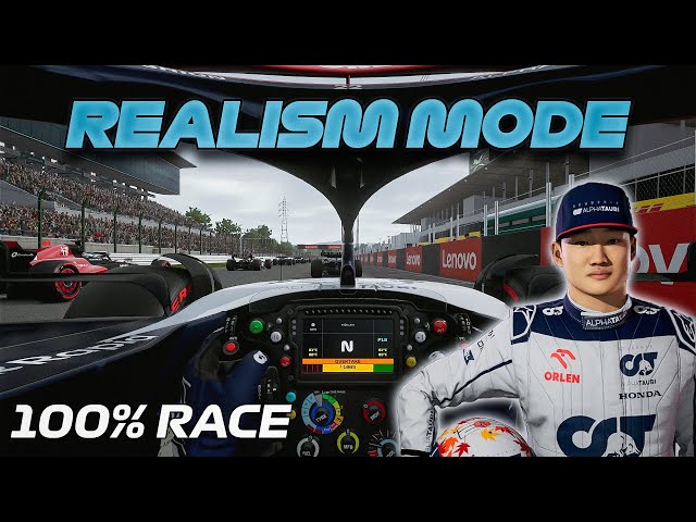 F1 23 Realism Mode - Yuki Tsunoda - Suzuka, Japan [100% Race + Cockpit + No HUD]