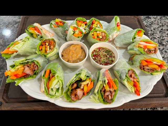 Homemade Spicy Pork Rice Paper Rolls! | Easy and Delicious!✨