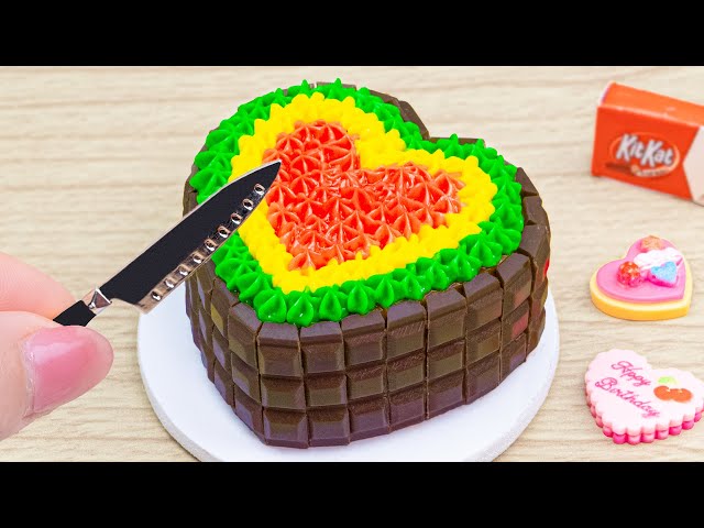 Tasty Rainbow Kitkat Cake 🍉Amazing Miniature Rainbow Kitkat Cake Making 💚 Chocolate Cakes Recipes