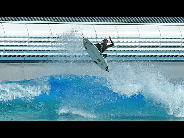Aerial surfing at Wavegarden's Wave Park in South Korea