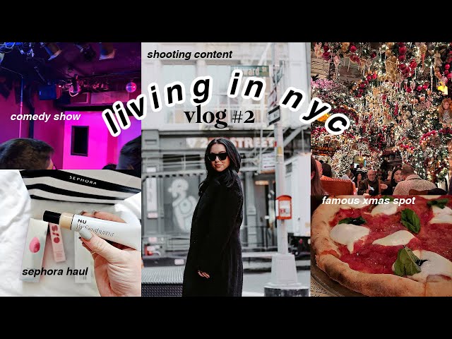 living in NYC vlog! // shooting content, sephora haul, comedy shows, lash extensions...