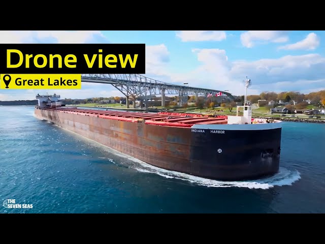 Drone video of cargo ship 'INDIANA HARBOR' at Port Huron, Michigan - shipspotting 2024