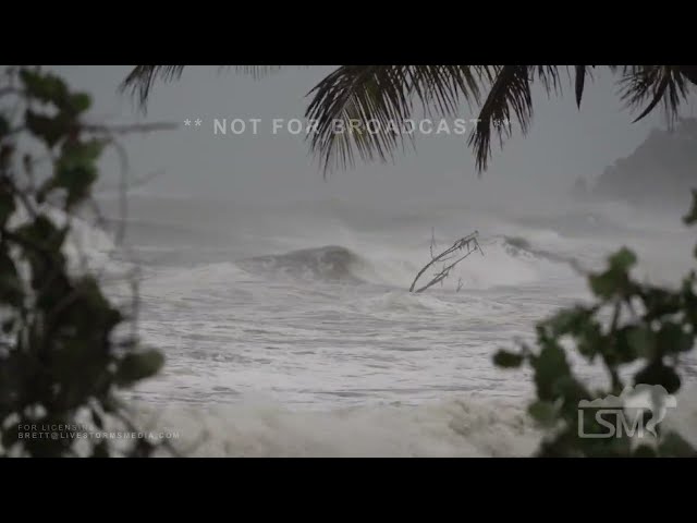 09-18-2022 Maunabo, Puerto Rico - Fiona Lashes Coastline - Wind Damage - Waves