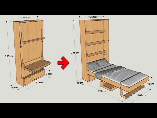 HOW TO MAKE A MURPHY BED WITH FOLDING TABLE STEP BY STEP