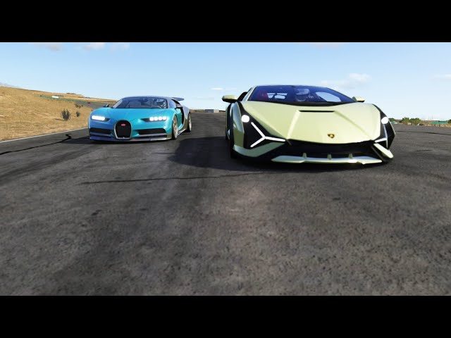 Bugatti Chiron vs Lamborghini Sian vs Ferrari Roma at California Raceway