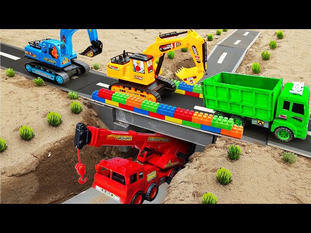 Bridge Construction Vehicles, Dump Truck Toys, Bulldozer Build Bridge Trucks - BHDV Car Toys