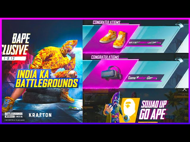 GET FREE BAPE OUTFIT IN BATTLEGROUNDS MOBILE INDIA | BAPE BACK IN BGMI | RED ZONE EVENT BGMI