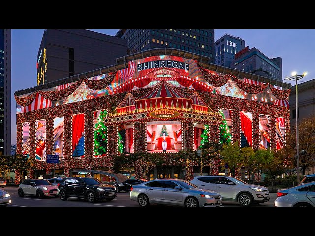 Magical Holiday Shinsegae Department Store Christmas Lights Online Tour Seoul Walker 4K HDR