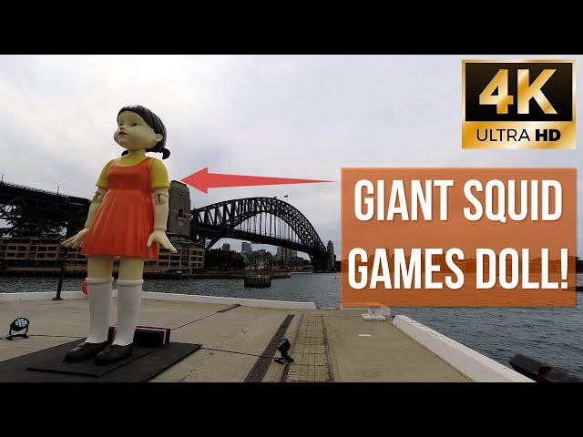 Giant Squid Games Doll in Real Life | [4K] Virtual Sydney Harbour Walk