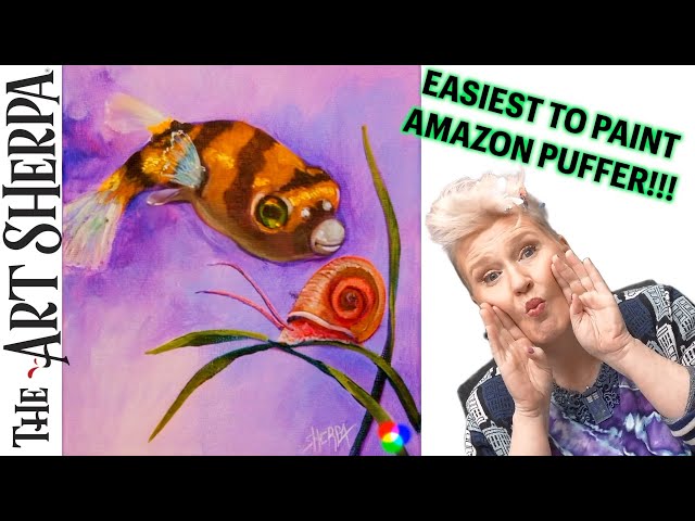 Amazon Green Puffer Fish 🌟🎨 How to DRAW and PAINT acrylics for beginners