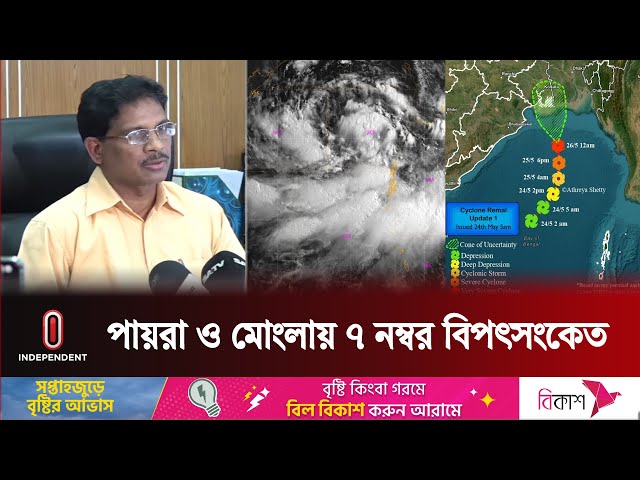 বঙ্গোপসাগরে সৃষ্ট নিম্নচাপটি রূপ নিয়েছে ঘূর্ণিঝড় রেমালে | Cyclone Remal Update | Independent TV