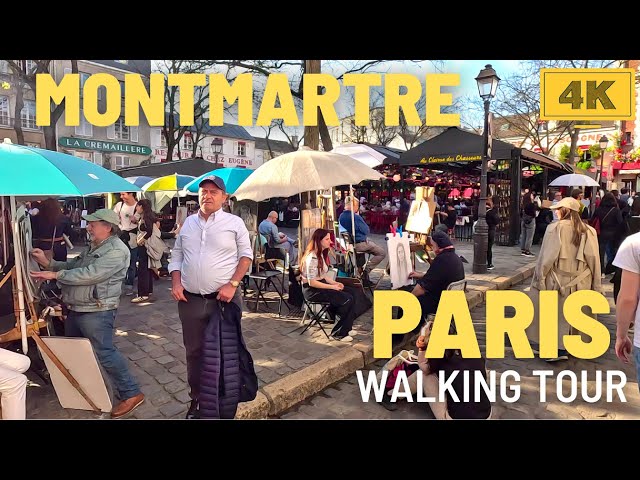 Guided Walk Tour through Must-See Places in Montmartre, 4K Walk in April 2024