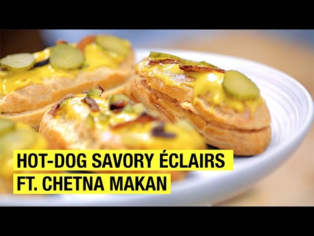 Hot Dog Savory Eclair with Sweet Mustard Glaze ! feat Chetna Makan !