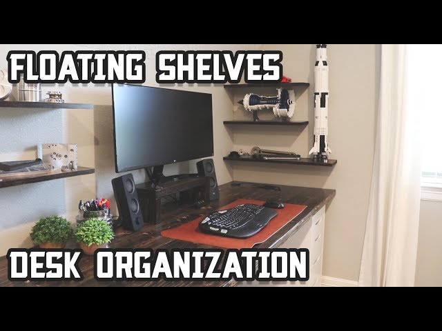 Upgrade Your Home Office Desk Setup // Floating Shelves
