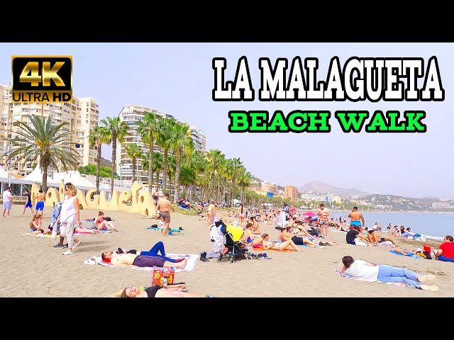 MALAGA Spain Beach Walk Playa La Malagueta april 2024 | Costa Del Sol, Andalusia [4K]
