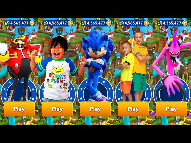 Tag with Ryan vs Sonic Dash vs Vlad & Niki Run - Movie Sonic vs All Characters All Costumes