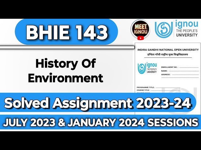 BHIE 143 solved assignment 2023-24 // History Of Environment // #bhie143 #bhie143_ignou #assignment