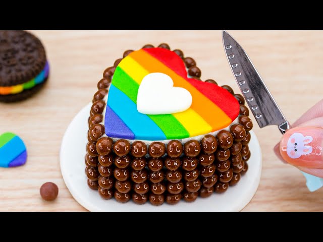 So Tasty Miniature Heart Chocolate Cake Decorating - Easy Tiny Rainbow Chocolate Dessert Repice