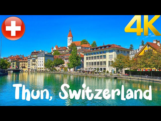 Thun, Switzerland walking tour 4K 60fps - Most beautiful towns in Switzerland