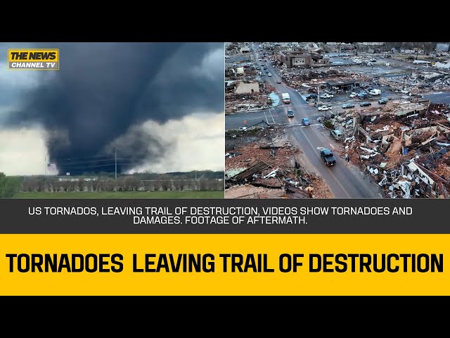 US tornados, leaving trail of destruction, videos show tornadoes and damages. Footage of aftermath.