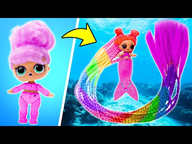 Turning Doll into Beautiful Mermaid || Glittery Underwater Home FUN Craft!