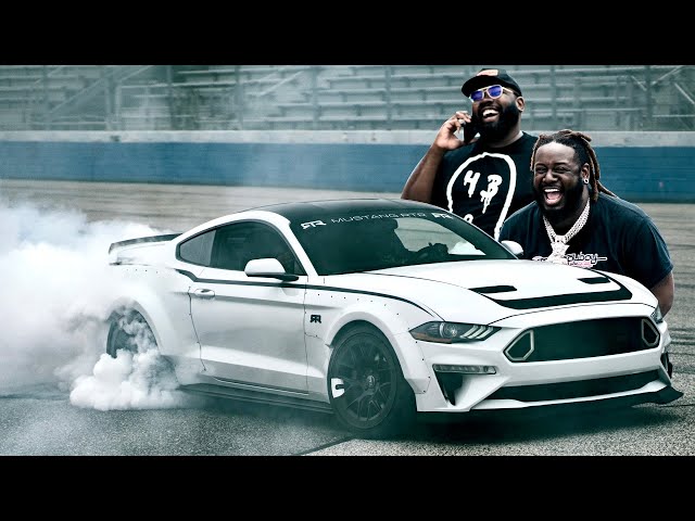 Teaching T-Pain how to do a burnout in his Ford Mustang RTR. | HertVlog #008