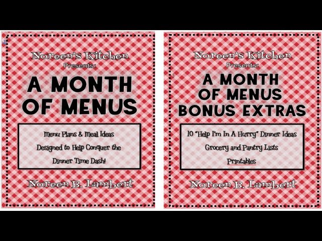 A Month Of Menus ~ Meal Planning Cookbook Release ~ Noreen's Kitchen