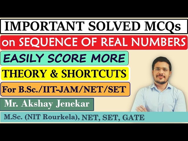 Solved MCQ on Sequence of real numbers | Real Analysis | BSc Mathematics | Advanced Calculus | SET