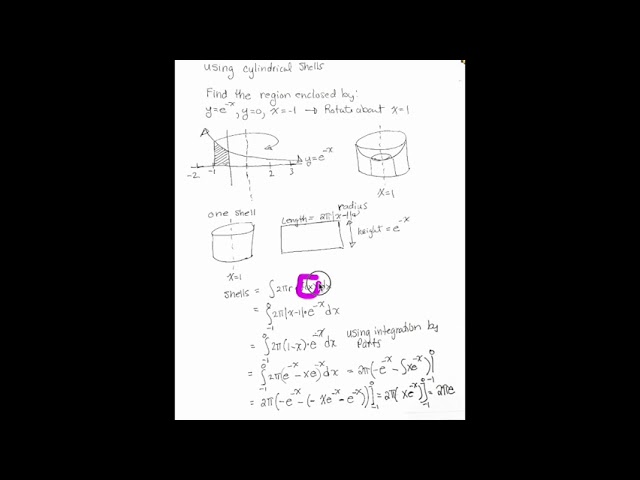 Example Finding a Volume using Integration by Parts