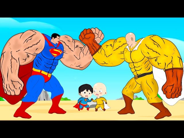 Evolution of SUPER-MAN Vs Evolution of SAITAMA Arm Wrestling Fight: Who Is The King Of Super Heroes?