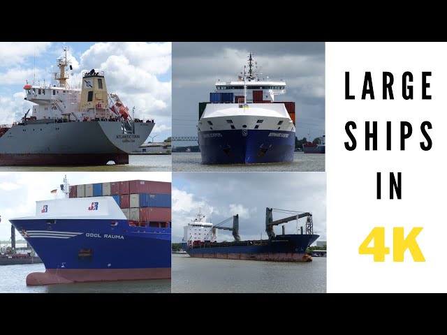 LARGE SHIPS PASS BRUNSBÜTTEL - 4K SHIPSPOTTING