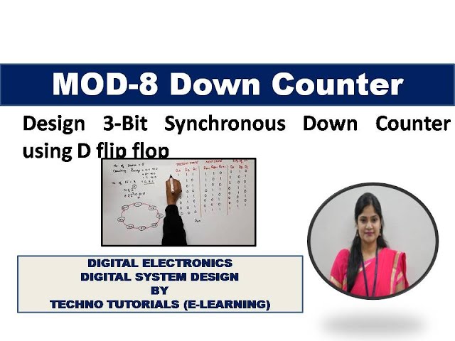 MOD-8 Synchronous Down counter Using D flip flop | 3-Bit Synchronous Down counter