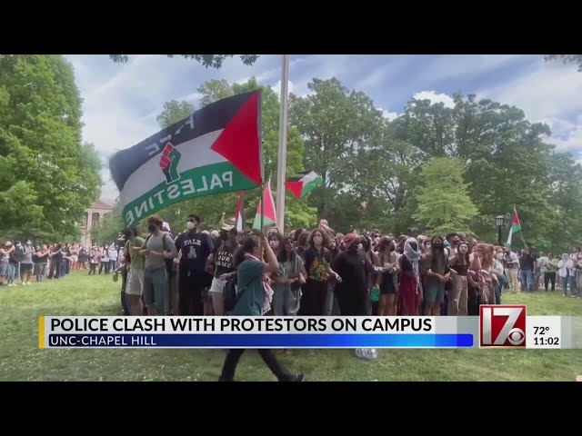 UNC flagpole area secured after chaotic day of protests