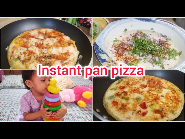 instant pan pizza recipe 🍕 | hoorain k baba laye favorite toy 🤗 | best toy for colour identify👍🏻