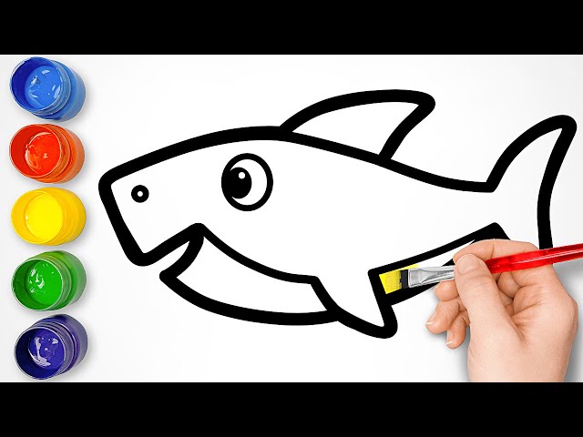Learn How to Draw Cute Yellow Shark 🦈 Easy Drawing Tutorial for Toddlers 🎨