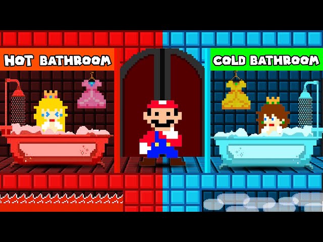 Super Mario Bros. But The Floor is Liquid Nitrogen and Lava in Mario's HOT vs COLD Challenge!...