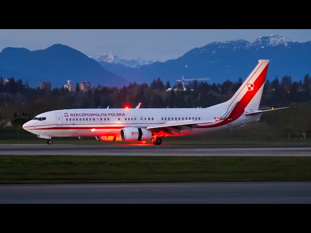 Polish President Andrzej Duda at Vancouver YVR | X2 Polish Government 737-8TV(BBJ2)