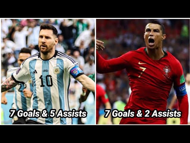 Messi has now equaled Cristiano Ronaldo's number of goals at world cup