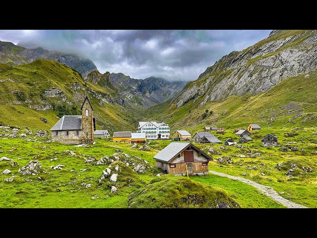 Meglisalp, Switzerland 4K - Walking in the Rain - Nature Relaxation Film - Meditation Relaxing Music