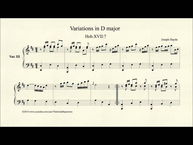 Haydn, Variations in D major, Hob XVII 7, Harpsichord, Var 3
