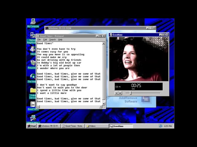 The song in Windows 95 (OSR1/2) CD - Good Times - Edie Brickell #windows95
