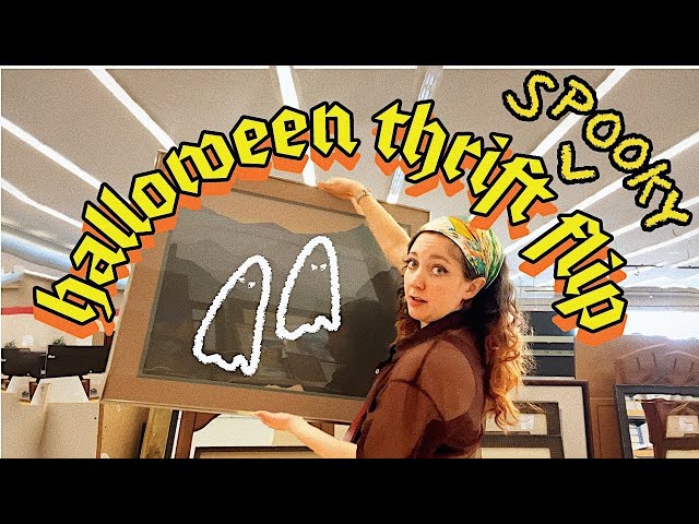 Thrift flip: spooky edition! 👻🎨painting ghosts on thrifted painting 🖼️ thrift with me thrift haul