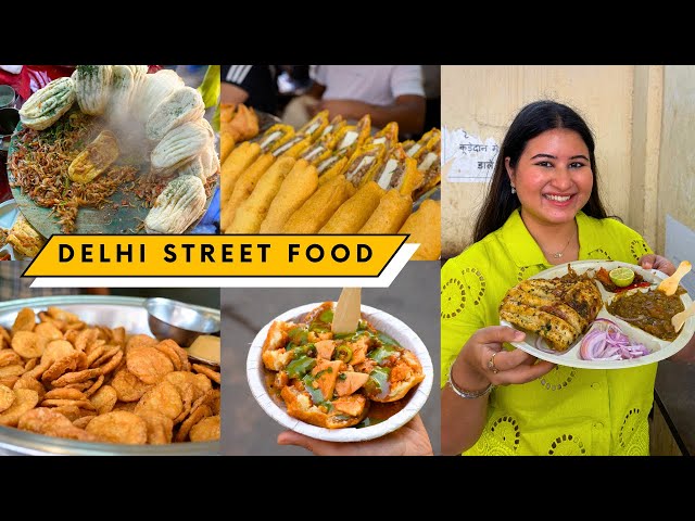 DELHI STREET FOOD | Chole Kulche, Shawarma, Aloo Tikki, Butter Chicken & More | 4K